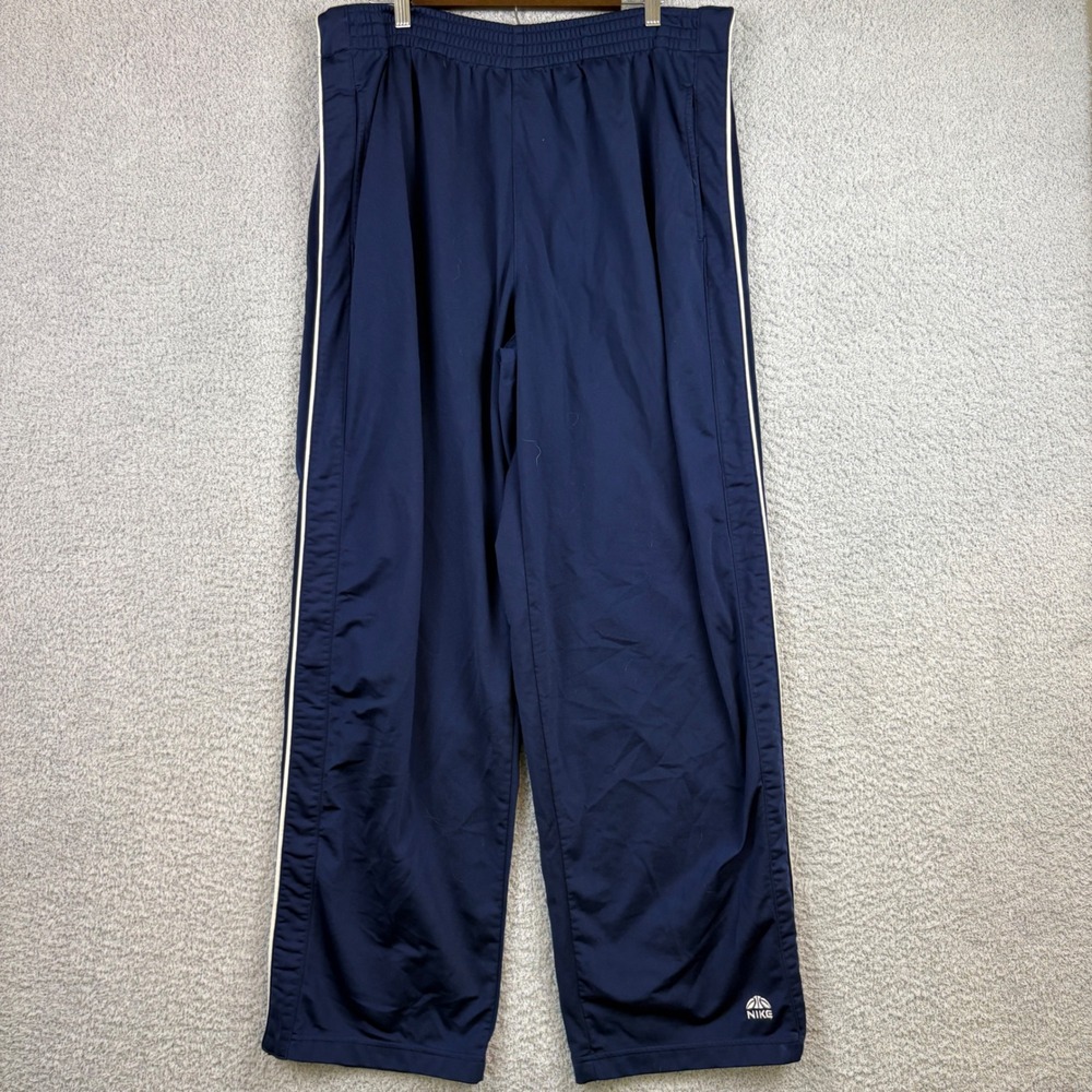 Vintage Nike Pants Mens XL Navy Blue Tearaway Snap Basketball Warm Up Y2K Faded